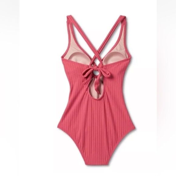 Kona Sol Wide Rib O Ring Onepiece Swimsuit Pink S - Picture 9 of 10
